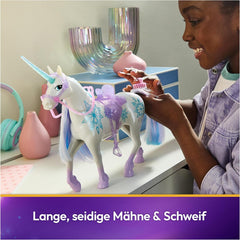 Unicorn Academy Einhorn Glacier - 28 cm groß, Original-Einhorn von Layla zur Netflix-Serie, mit echter Mähne und Schweif, abnehmbarem Zaumzeug und Sattel sowie Bürste, für Kinder ab 4 Jahren