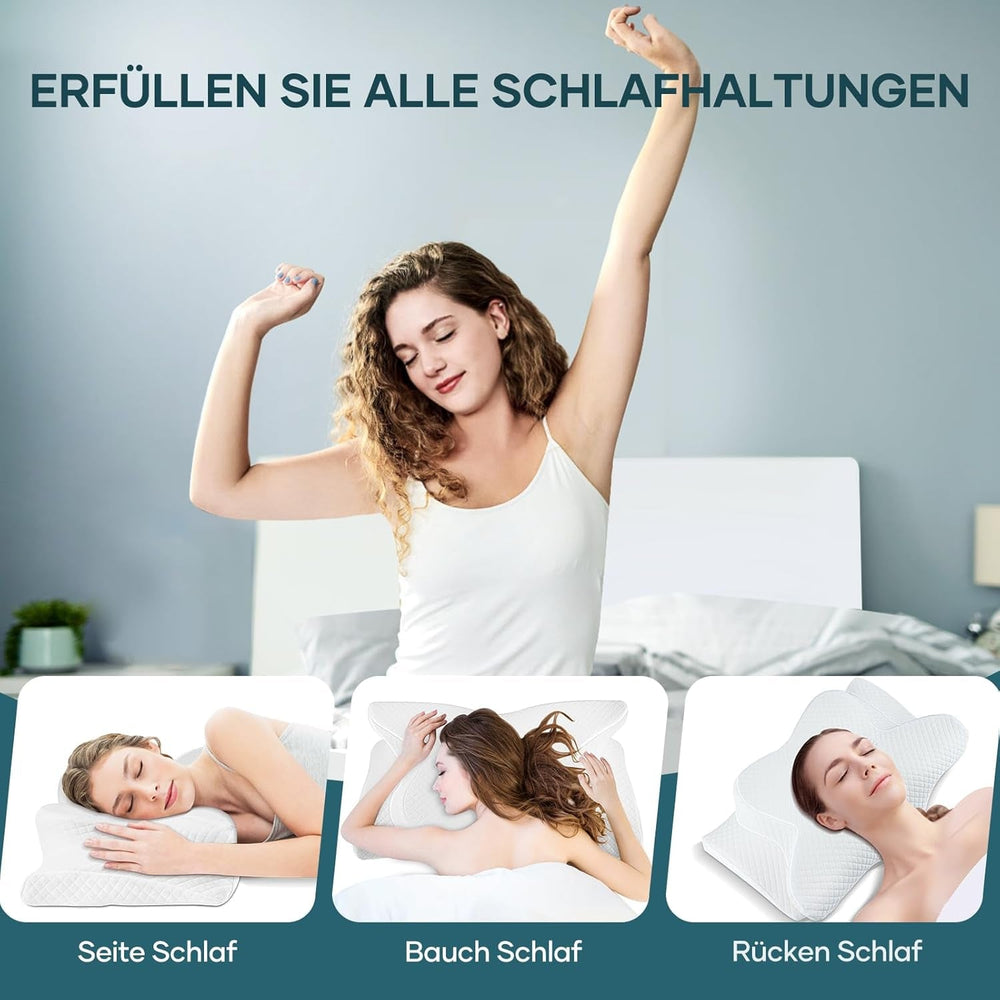 Oreiller cervical Oreiller orthopédique Oreiller en mousse à mémoire de forme Oreiller ergonomique Oreiller de soutien du cou Oreiller anti-impact latéral pour dormeurs sur le côté, le dos et le ventre Oreillers orthopédiques cervicaux blancs Naty Shop
