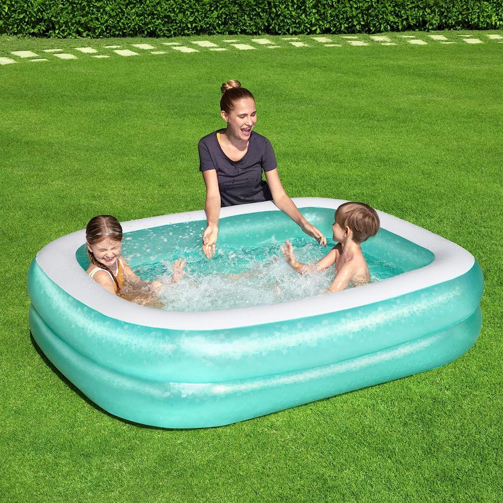 Piscină familială, 262 x 175 x 51 cm și 54005 Piscină familială transparentă gonflabilă, 201 x 150 x 51 cm - Verde