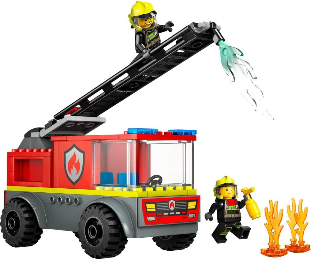 LEGO City Fire Ladder Truck - Camion de pompiers jouet avec 2 figurines de pompiers pour garçons et filles à partir de 4 ans - jouet éducatif - cadeau pour les enfants d'âge préscolaire 60463 Jeux de construction Besuche den LEGO-Store