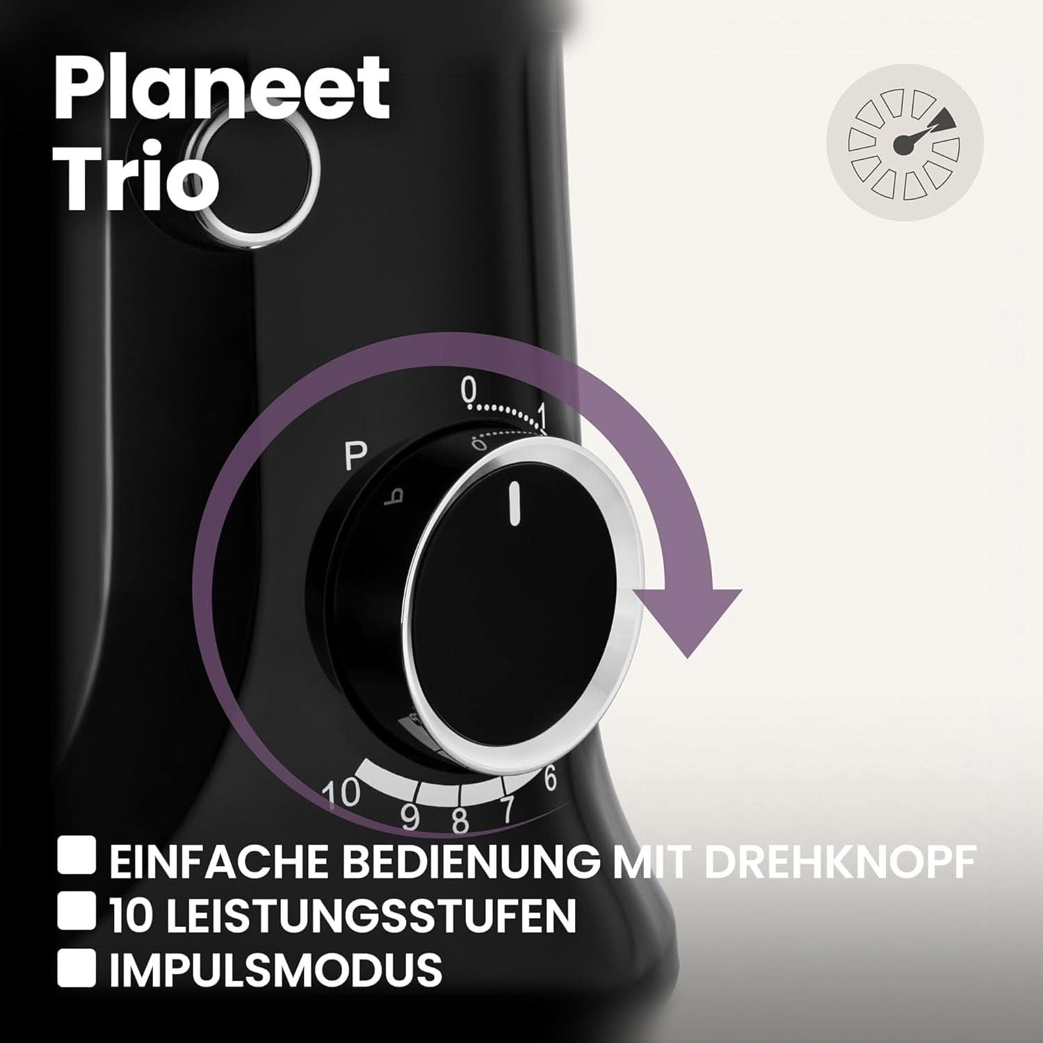 Robot planétaire ZEEGMA PLANEET TRIO, 1500 W, machine de cuisine multifonction avec 3 brûleurs 4 L, 4,5 L et 5,2 L, 10 vitesses de cuisson, mélangeur avec haken, Schneebesen (noir) Mother and Child Naty Shop