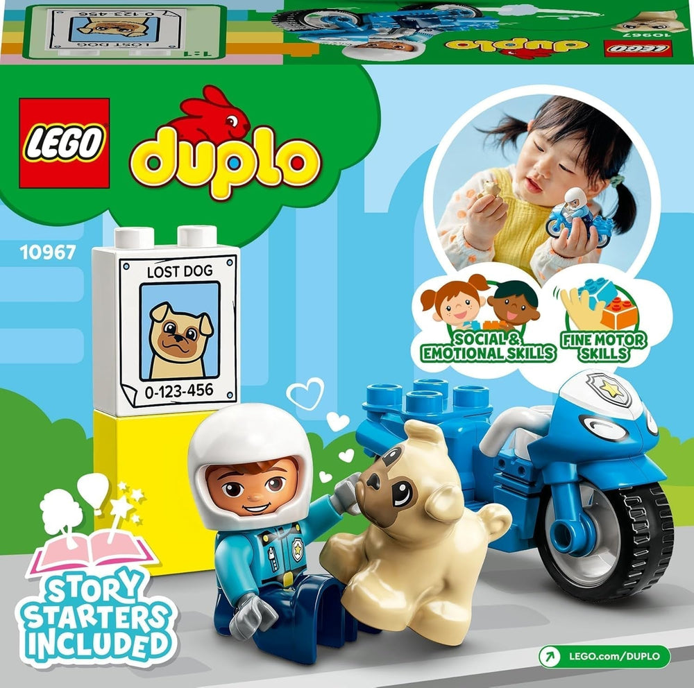 LEGO 10967 Moto de police DUPLO, Jouet de police pour les tout-petits à partir de 2 ans, Jouet idéal pour la motricité des bébés, Moto jouet Jeux de construction Besuche den LEGO-Store