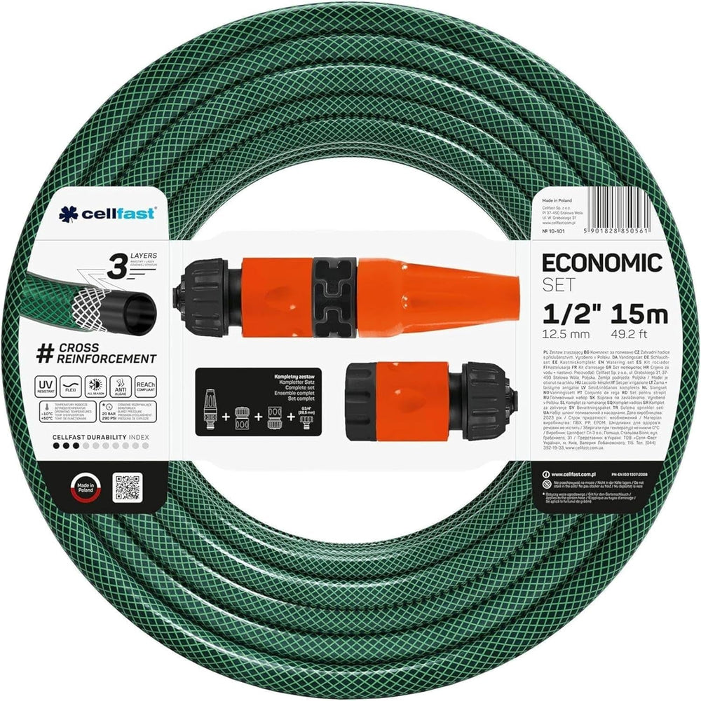 CELLFAST Kit d'arrosage, Arroseur de Jardin, Arroseur de Pelouse pour Fleurs et Plantes, Connexion Rapide, Économique