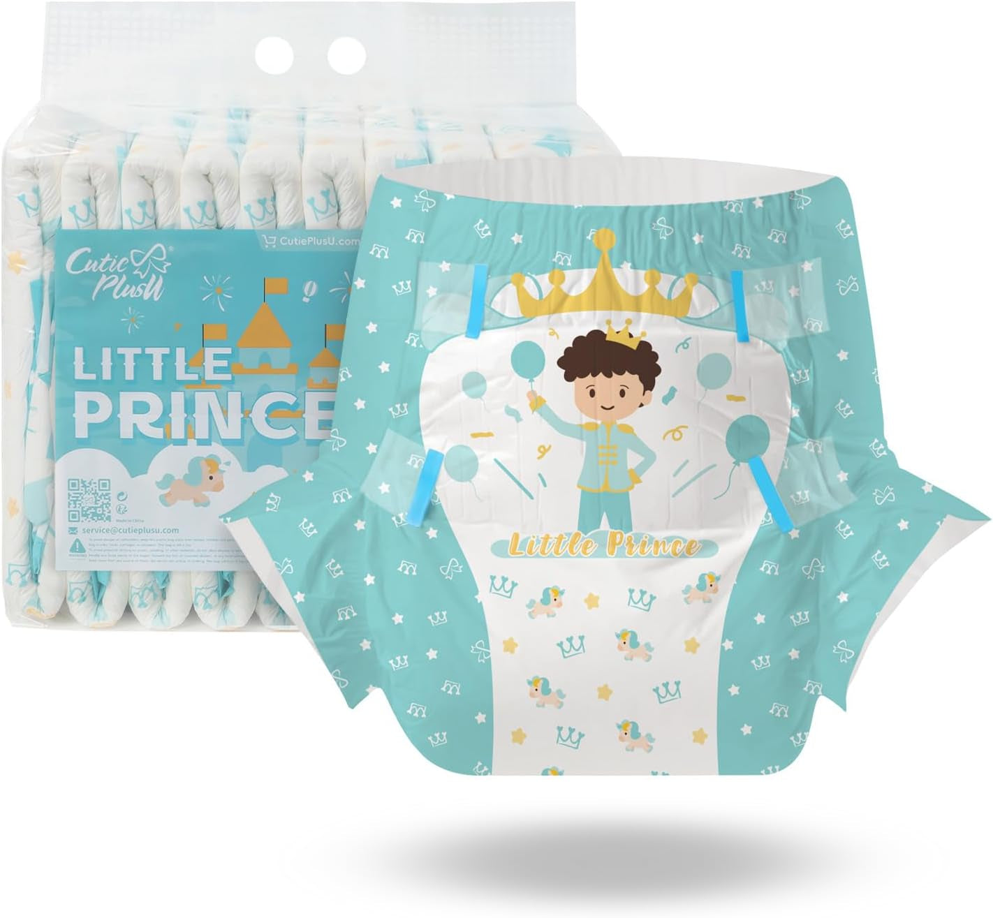 Scutece pentru adulți CutiePlusU, 10 bucăți, scutece de unică folosință cu tablă pentru femei și bărbați, absorbție maximă peste noapte - I Love Summer (Mărime medie 71-96 cm)