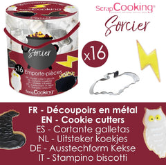 ScrapCooking - Seau de 16 emporte-pièces magiques - Emporte-pièces en métal - Mini emporte-pièces - Magie, Idée Cadeau Pâtisserie, Anniversaire Magique - 2029, Métal