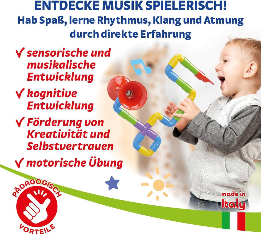 Quercetti Super Saxoflute Musikinstrumente Spielzeug ab 3 Jahre Baby Spielzeug Montessori Konstruktionsspielzeug Geschenk Mädchen Junge Kinderspielzeug Lernspiele