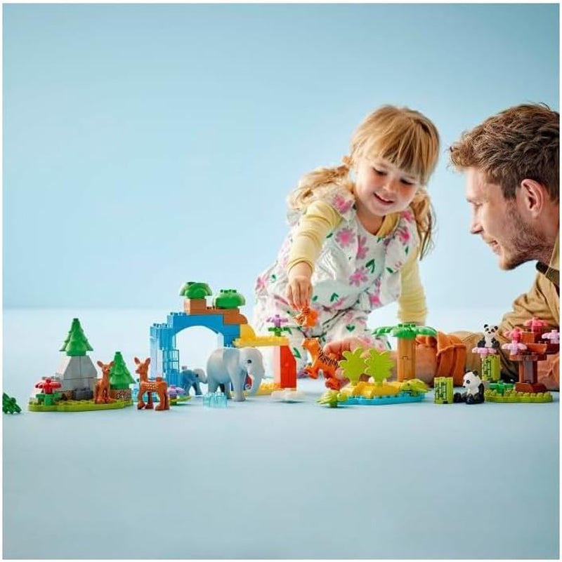 LEGO DUPLO Town Wild Animal Families 3 en 1, jouet éducatif pour tout-petits avec tortues, tigres, éléphants, cerfs, pandas, ensemble pour enfants d'âge préscolaire à partir de 2 ans, jouet de construction avec figurines d'animaux 10446 Jeux de construction Beuche den LEGO-Store