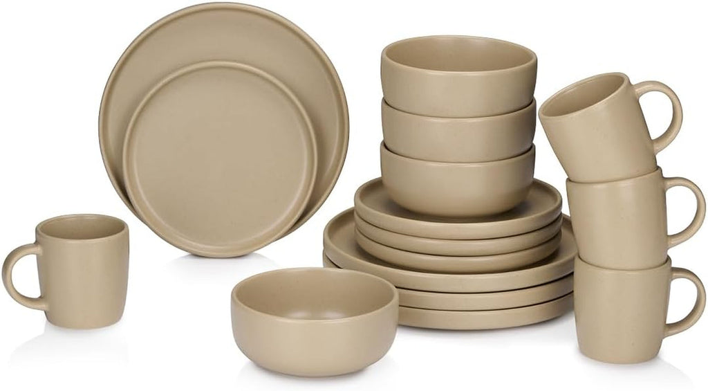 Feluri de mâncare Alpina 8 persoane - 40 -PART PATRU VÂRZIUNE GRASTERASE Seturi vesela masa Naty Shop Sand 16-Teilig