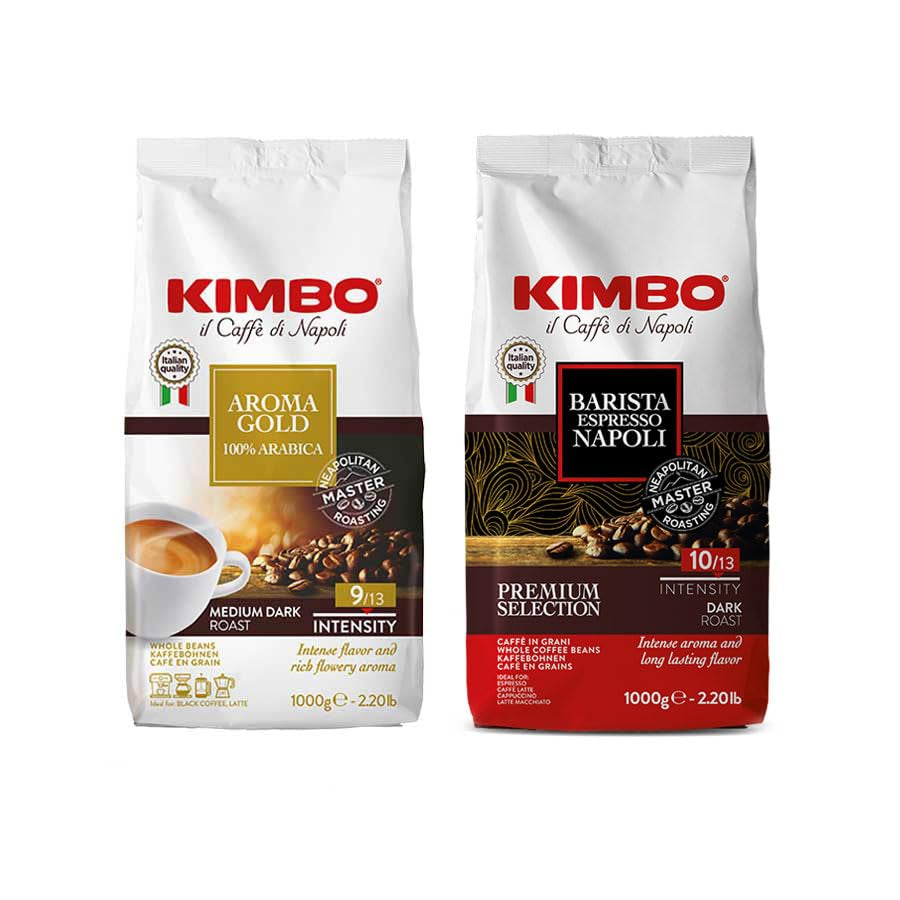 Coffret de café en grains : Aroma Gold 100% Arabica et Espresso Napoli 1 kg x 2