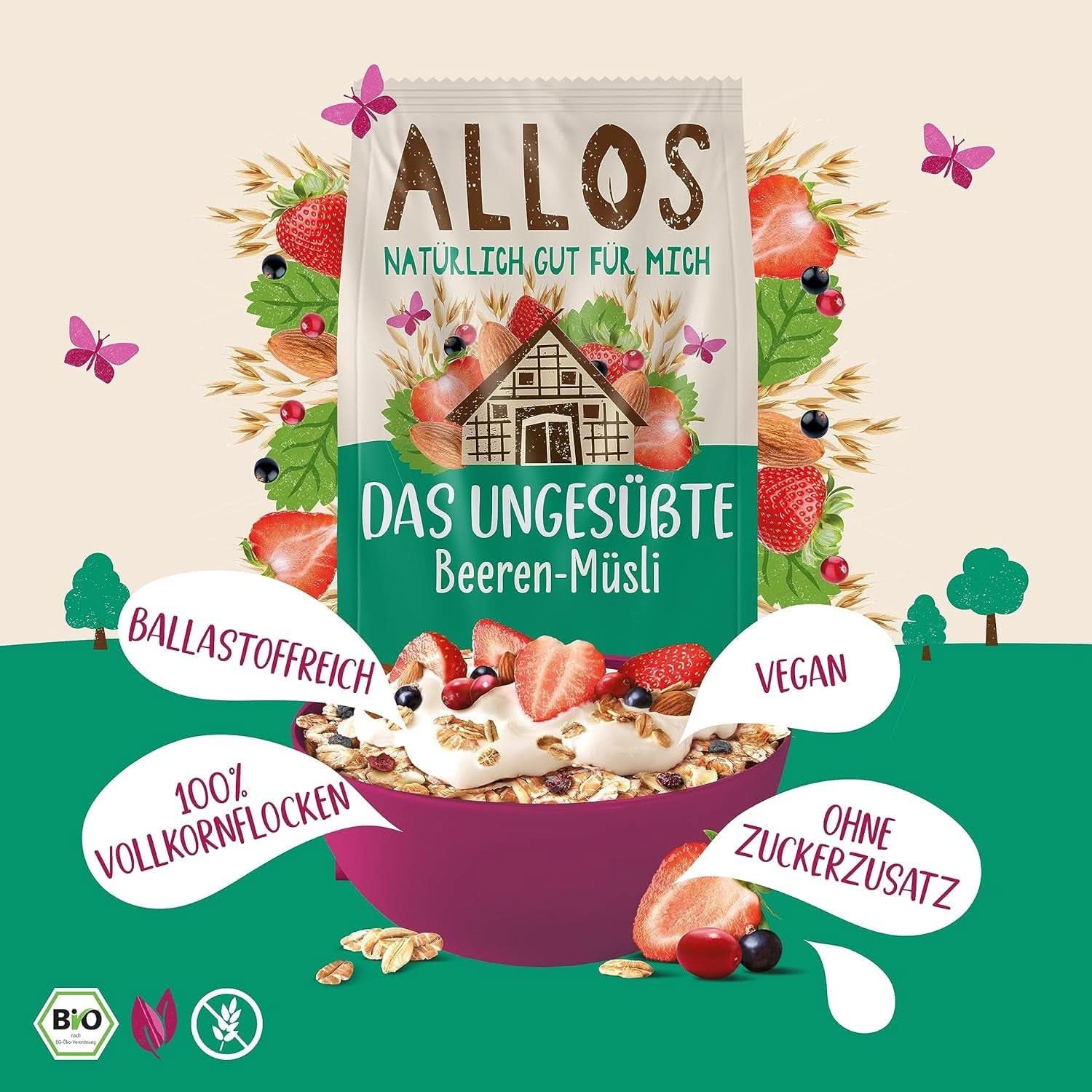 Allos, muesli aux baies non sucré, paquet 5 x 500 grammes Céréales Naty Shop