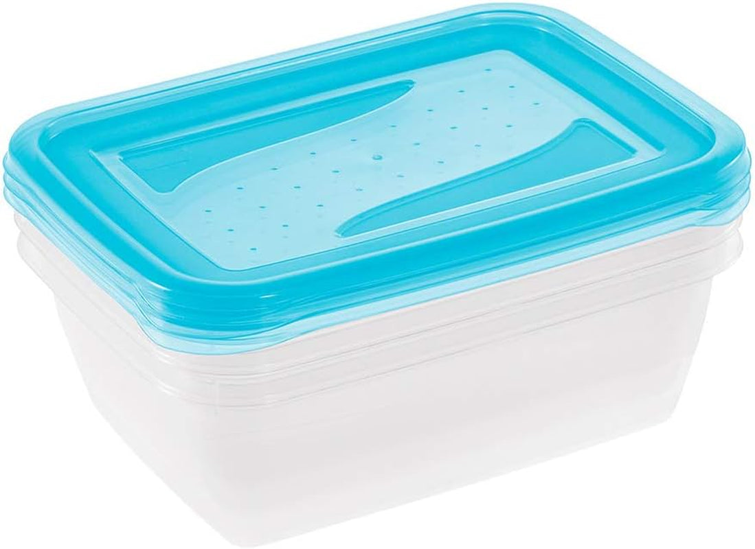 Kekeeper lot de 3 bocaux alimentaires, 3 x 1,25 l, 20,5 x 15,5 x 6,5 cm, Fredo Fresh, bleu transparent Boîtes de conservation alimentaire Naty Shop