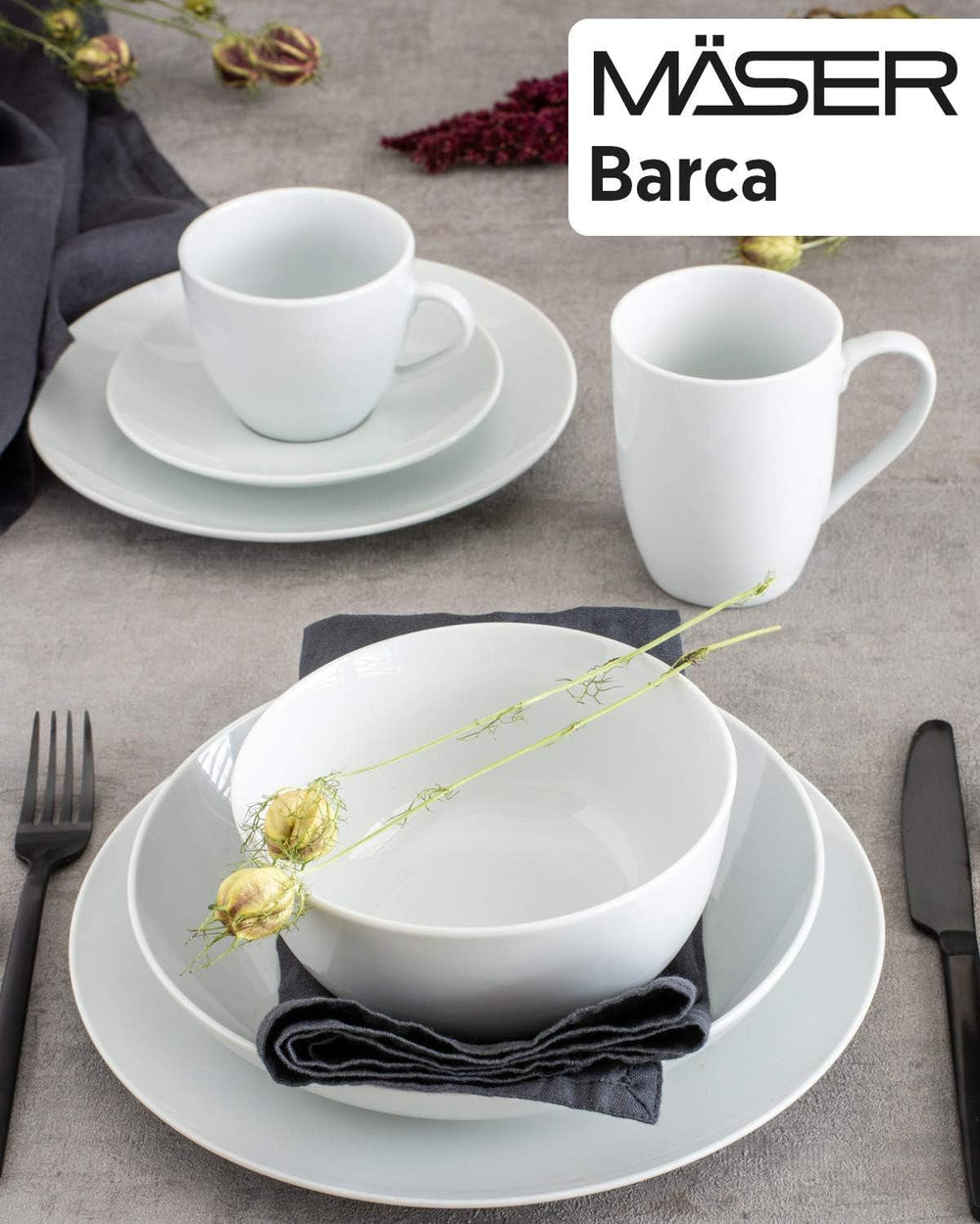 Mäser Kombiservice, Porzellan Barca, Weiß Services de table Naty Shop