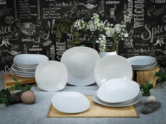 Creatable, 19767, Serie Square Weiss, 18-Teiliges Geschirrset, Teller Set Aus Porzellan, Spülmaschinen- Und Mikrowellengeeignet, Qualitätsproduktion Seturi vesela masa Naty Shop