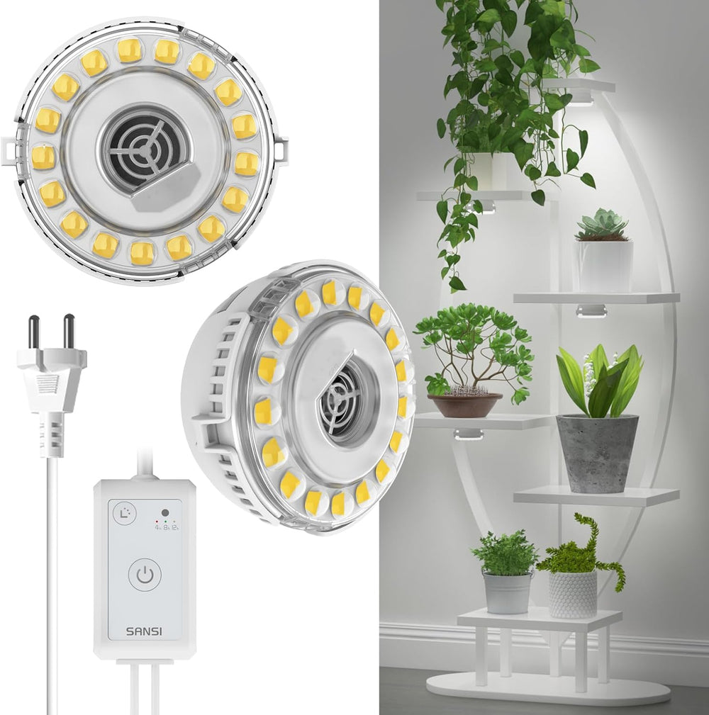 SANSI Lampe de culture LED pour plantes d'intérieur, 2 têtes, spectre complet, 10 W (équivalent 150 W), minuterie de 4/8/12 heures, lampe hydroponique suspendue pour serre de plantes d'intérieur