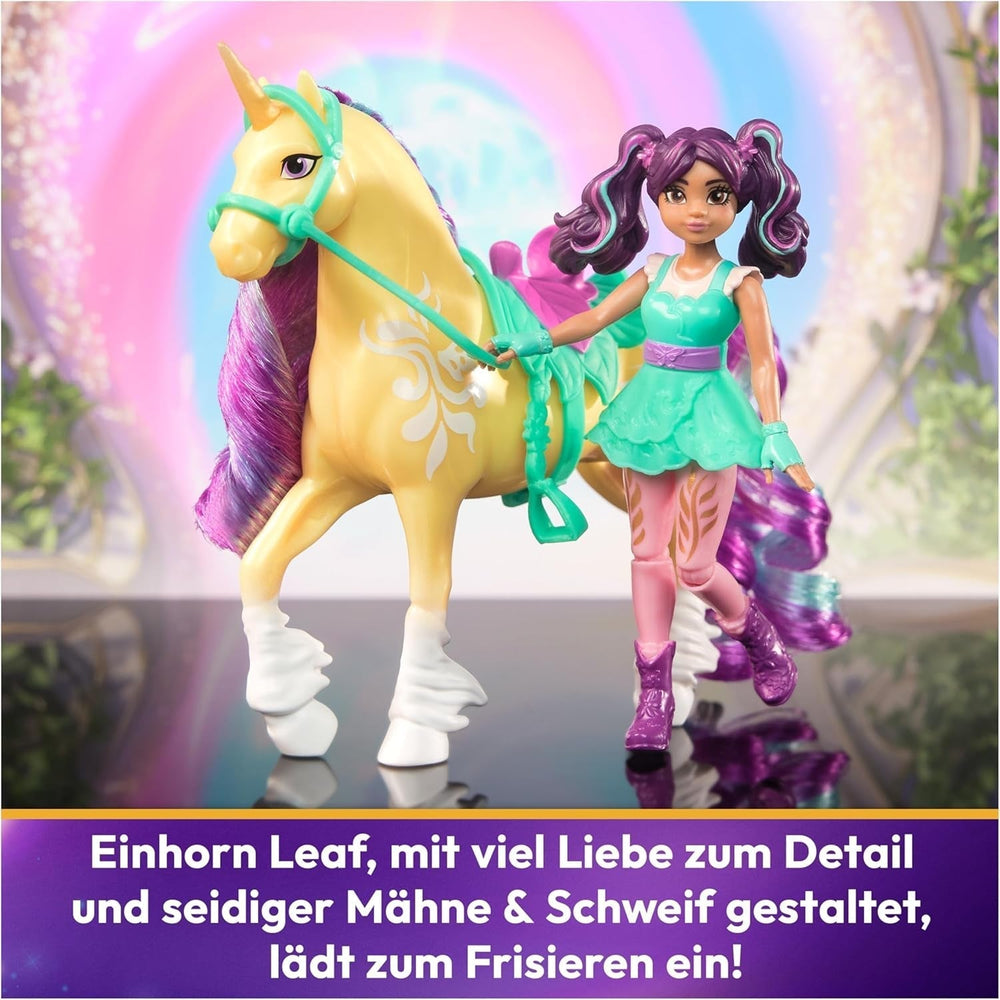 Unicorn Academy AVA et Unicorn Leaf Set - Figurines originales d'environ 12 cm de haut de la populaire série Netflix Avec deux accessoires et brosses à cheveux Pour un jeu de rôle imaginatif, pour les enfants à partir de 4 ans Figurines Naty Shop