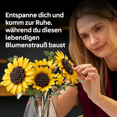 LEGO Botanicals Sonnenblumenstrauß - Kunstblumen Set für Erwachsene - Künstliche Sonnenblumen & Eukalyptuszweige für Deko im Wohn- oder Schlafzimmer - DIY Geschenkidee für Frauen - 11502