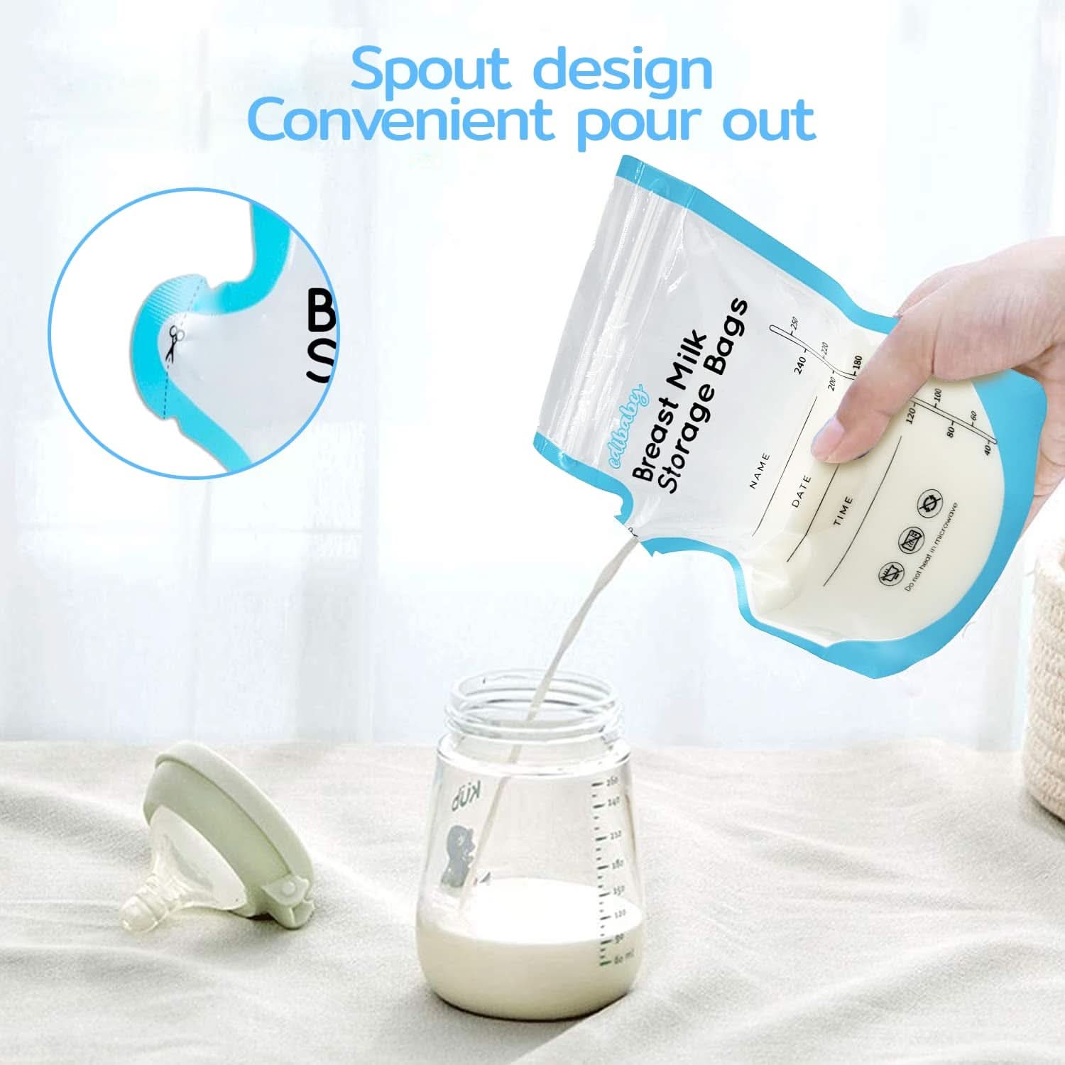 Edibaby, Sachets pour lait maternel, 100 pièces, Stérilisés, sans BPA Accessoires Alimentation et Allaitement Bebe Naty Shop