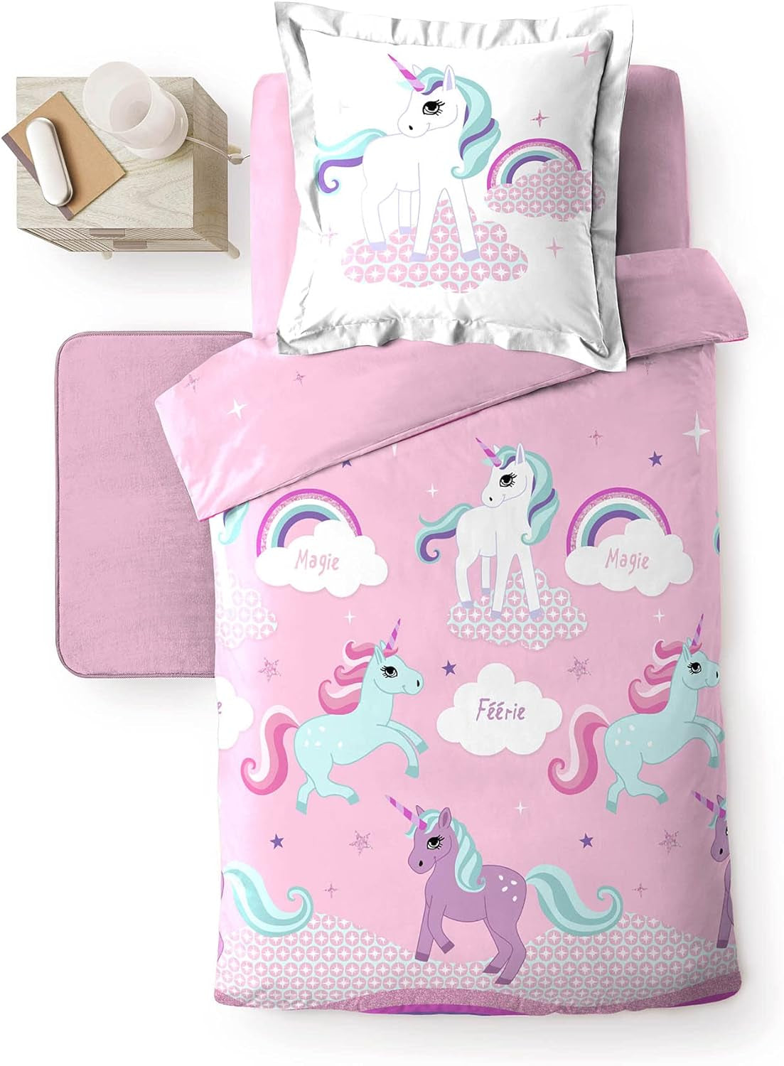 Literie licorne avec taie d'oreiller, literie en coton - enfant Naty Shop