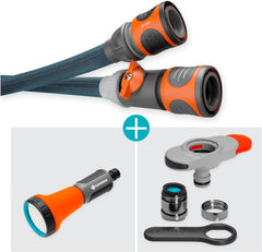 Tuyau textile Gardena Liano Xtreme 1/2", set 10 mètres + adaptateur intérieur