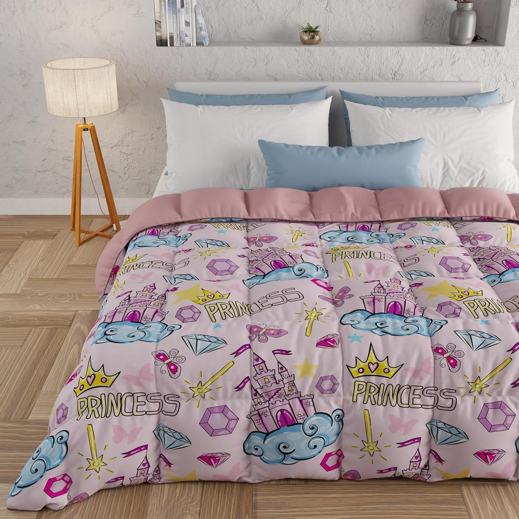 PETTI Artigiani Italiani - Plapumă de iarnă, Plapumă de iarnă, Plapumă simplă, Cu două fețe, Monocolor și imprimare digitală, 100% microfibră antialergică, Made in Italy Plapumi si pilote Naty Shop Prințesă 160 X 190 Cm