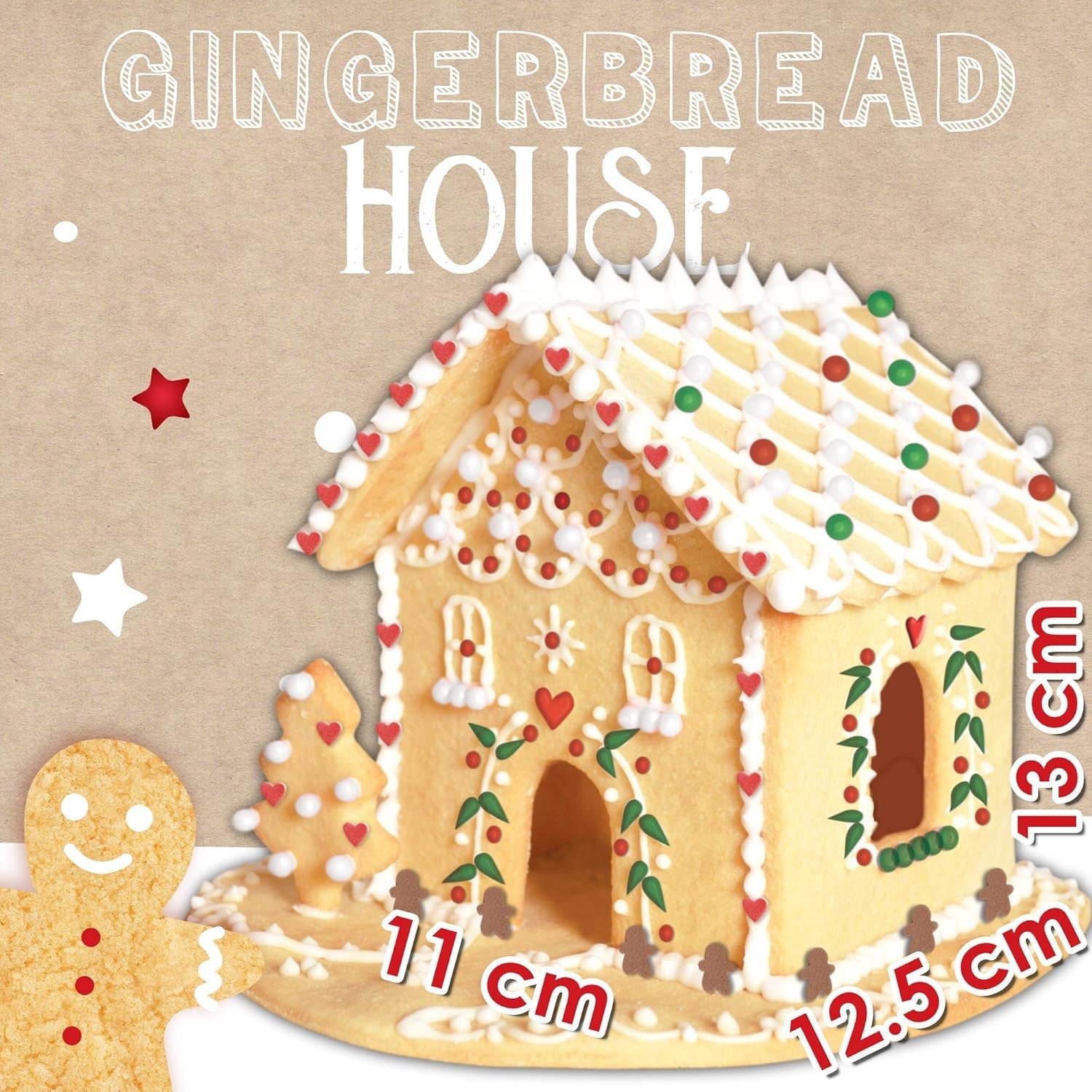 ScrapCooking 3975 Formă de biscuiți în formă de căsuță de turtă dulce, oțel inoxidabil, multicolor, 26,5 x 20 x 4 cm