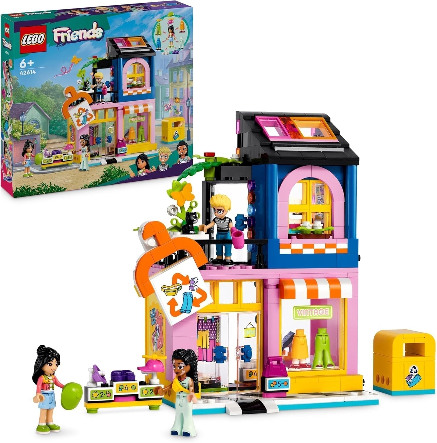 LEGO Friends Ensemble de construction de magasin de mode vintage pour enfants avec figurines de magasin de jouets et modèle de chat pour le développement socio-émotionnel Jeu de rôle Cadeau pour filles et garçons de 6 ans 42614 Ensembles de construction Besuche den LEGO-Store Single