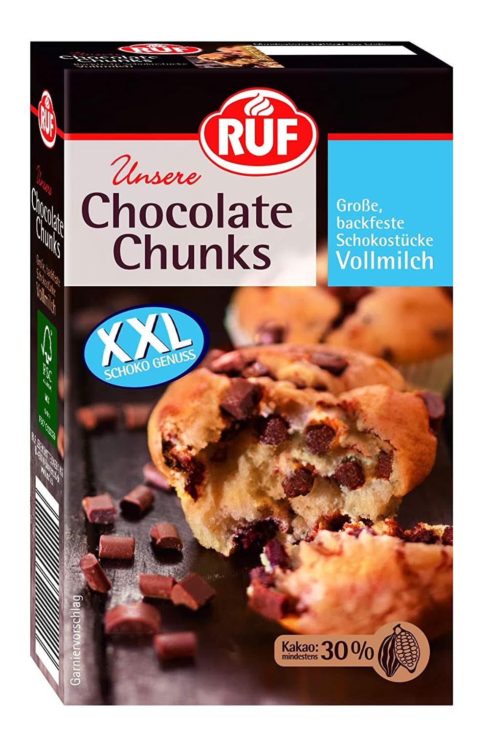 RUF, Gouttes de chocolat noir XXL pour la pâtisserie, végétaliennes, sans gluten, 100 grammes Glaçages et décoration Naty Shop Chocolat au lait