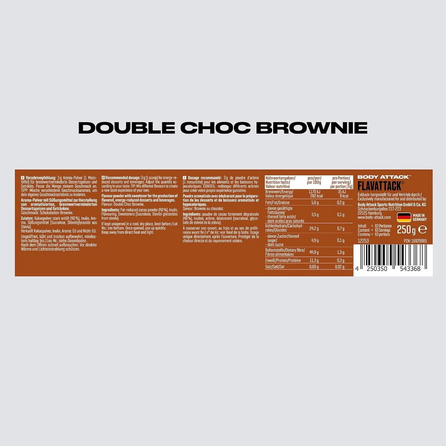 Body Attack Flavattack®, Brownie Double Choc, 250G / 83 portions Arômes Naty Shop