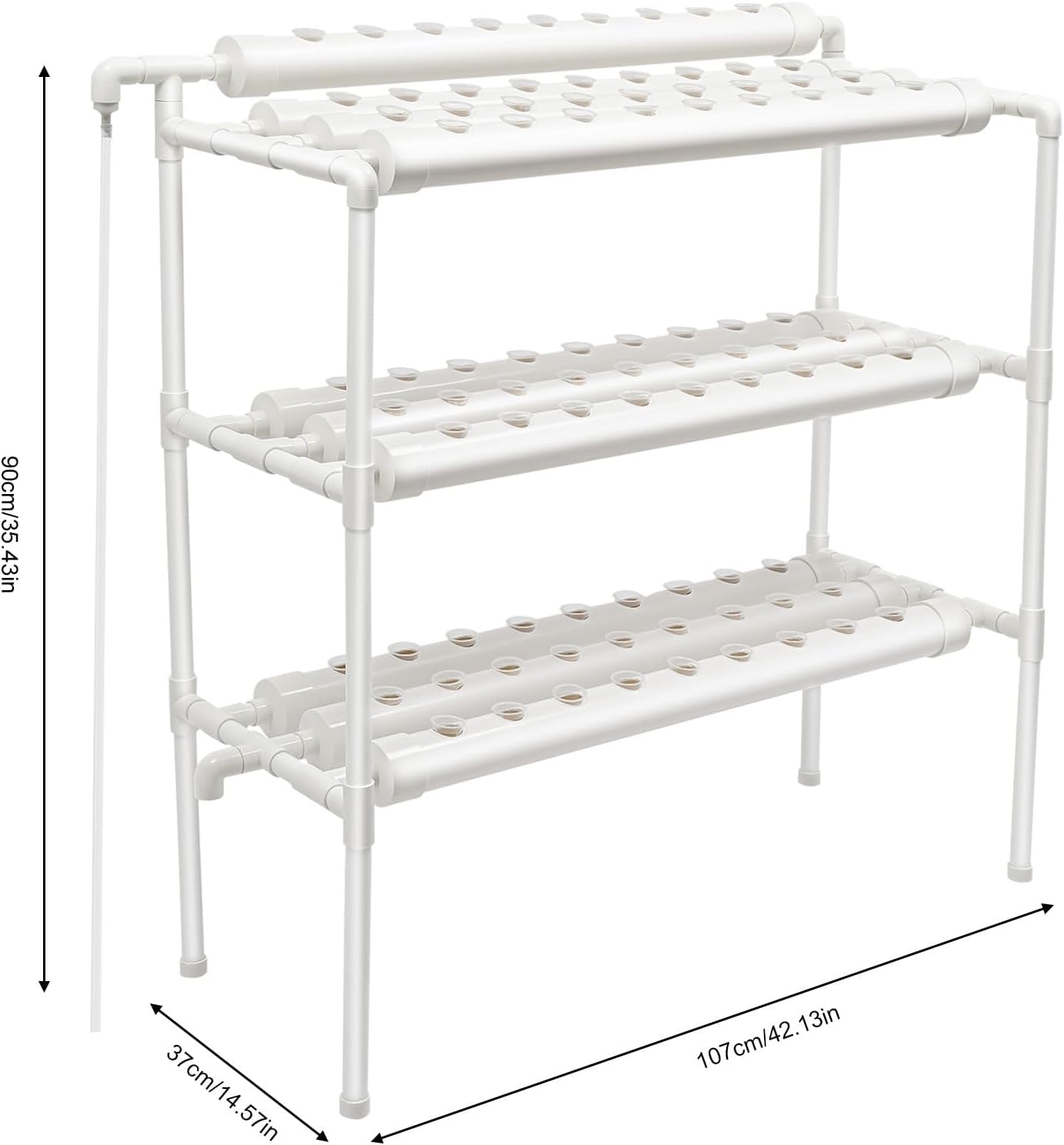 Kit de culture hydroponique à 3 couches avec 90/108 positions de plantation et pompe à eau, systèmes de culture de plantes sans sol en PVC, kits de culture hydroponique pour légumes et fruits (108 positions de plantation)