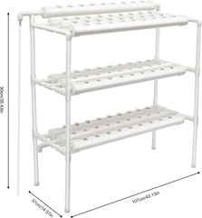 Kit de culture hydroponique à 3 couches avec 90/108 positions de plantation et pompe à eau, systèmes de culture de plantes sans sol en PVC, kits de culture hydroponique pour légumes et fruits (108 positions de plantation)