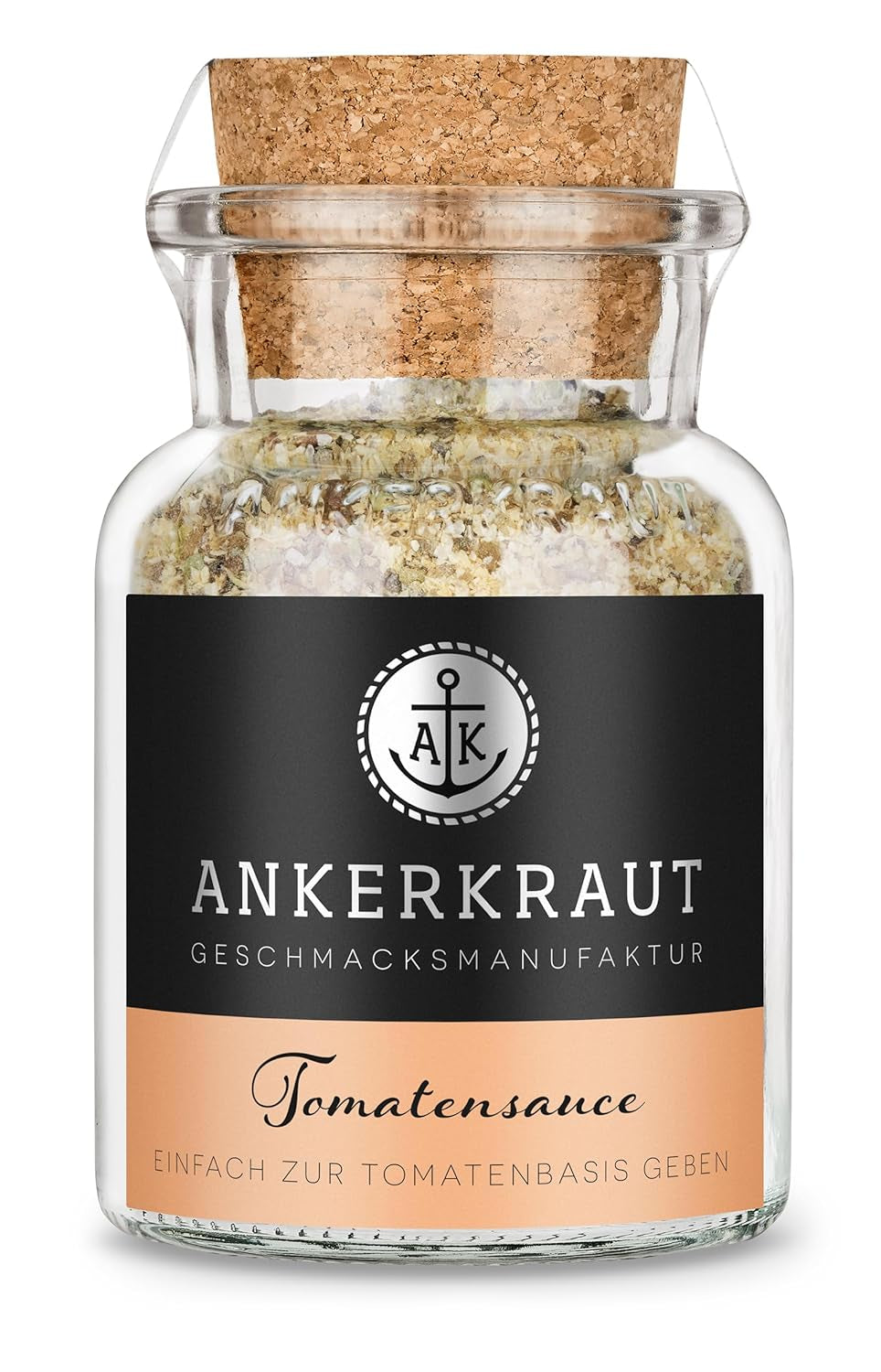 Ankerkraut Tomatensaucen, pour pâtes, spaghetti, tortellini et classiques aus italien, Lecker zu Hause cochen, Mischung würzender Ingredient für Tomatenmark, 100 g dans un verre en liège