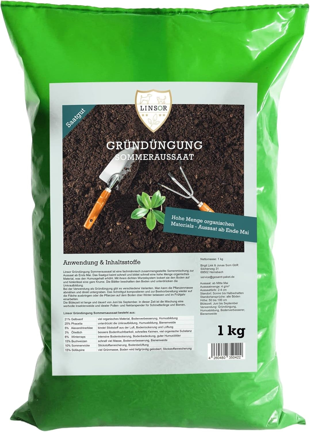 Gründüngung Sommeraussaat, Saatgut, Humusbildung, Bienenmagnet, 1Kg Für 250M²