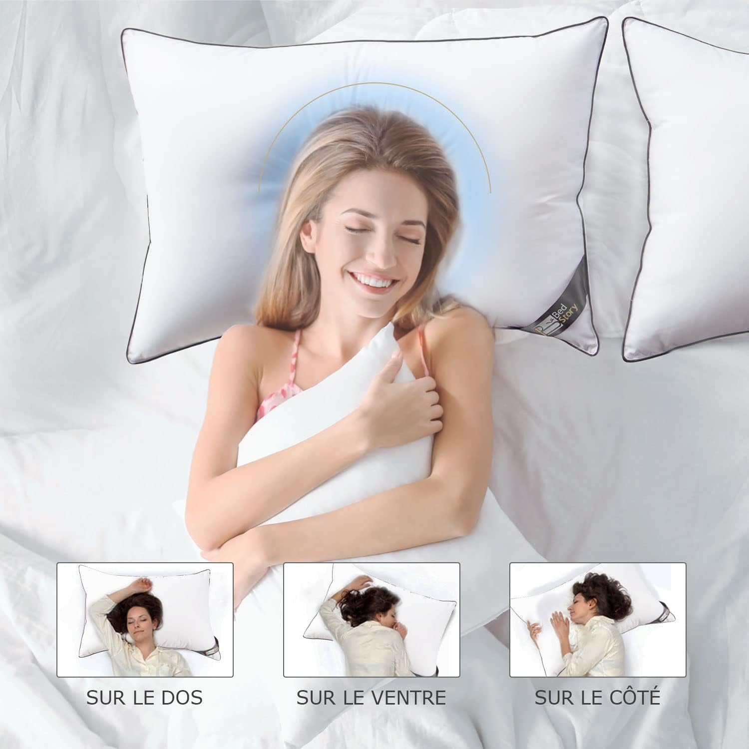 Oreiller Bedstory, 50 x 70 cm, 2 pièces, résistant aux morsures, respirant la transpiration, hypoallergénique, garnissage : 100 % fibre de polyester, ultra confort et douceur et excellent maintien Naty Shop Oreillers standards
