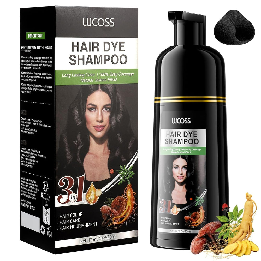 Shampoing instantané pour cheveux noirs, shampoing pour teinture naturelle, couverture 100 % des cheveux gris - Facile et rapide, coloration semi-permanente pour cheveux noirs, shampoing pour teinture capillaire pour hommes et femmes Naty Shop Black Hair Dye