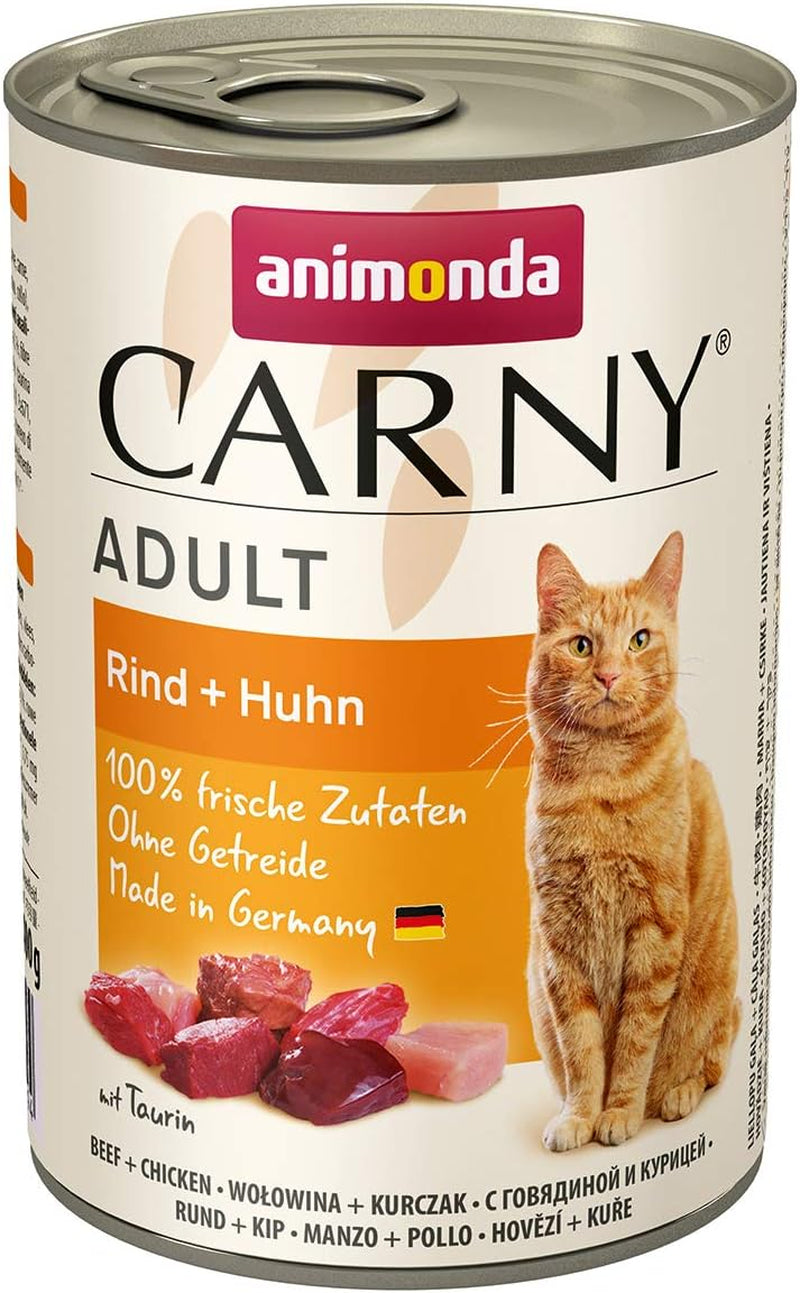 animonda Carny Adult Savory Variety (12 x 400 g), nourriture humide pour chats adultes, nourriture humide avec 100 % d'ingrédients de viande fraîche, sans céréales et sans sucre