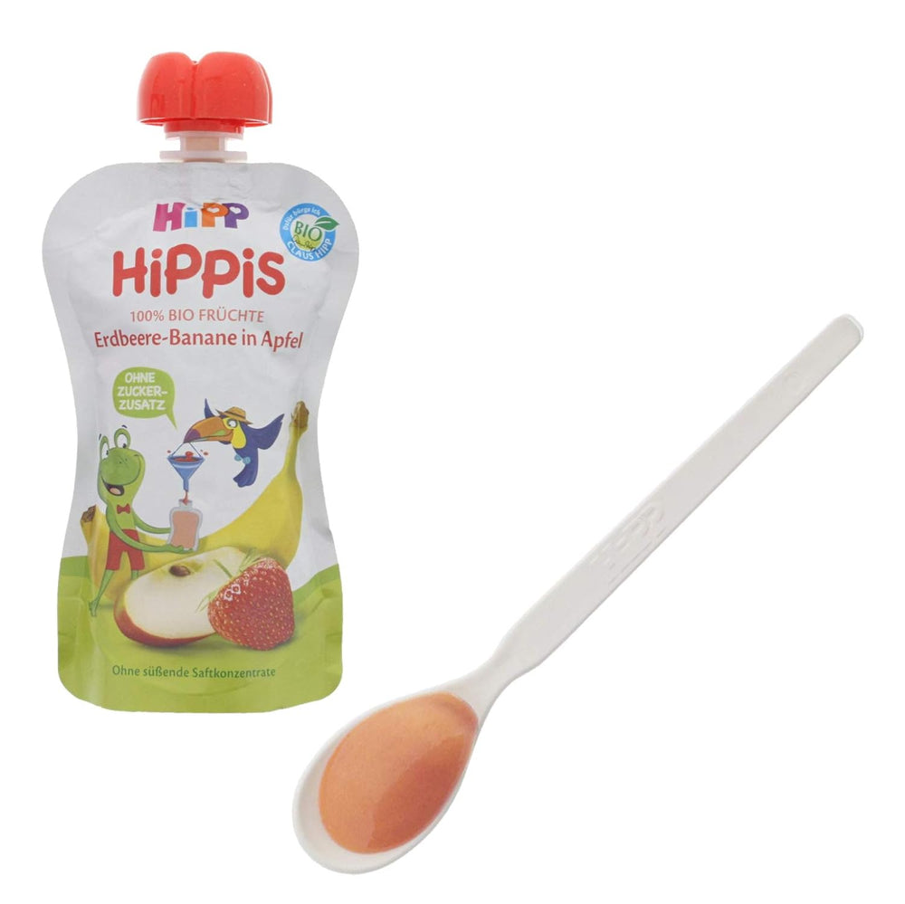 HiPP Bio pour Enfants HiPPiS Fraise Banane en Pomme - Theo Toucan, 100g