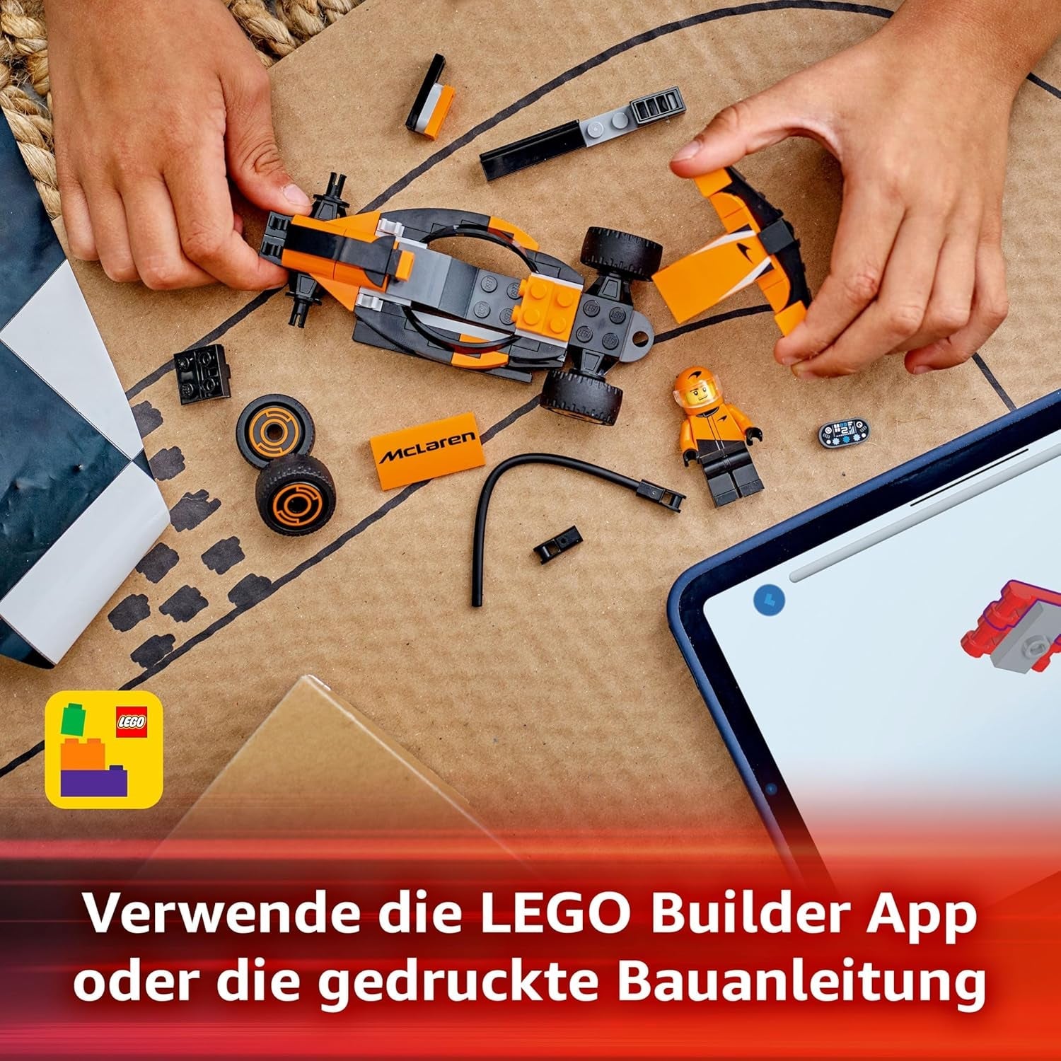 LEGO City F1 Rennfahrer mit McLaren Rennauto - Spielzeug Formel 1 Modell mit Rennwagen und Minifigur - Kleines Geschenk für Jungen und Mädchen ab 6 Jahren oder Motorsport Fans 60442