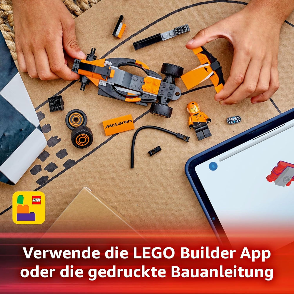 LEGO City F1 Rennfahrer mit McLaren Rennauto - Spielzeug Formel 1 Modell mit Rennwagen und Minifigur - Kleines Geschenk für Jungen und Mädchen ab 6 Jahren oder Motorsport Fans 60442