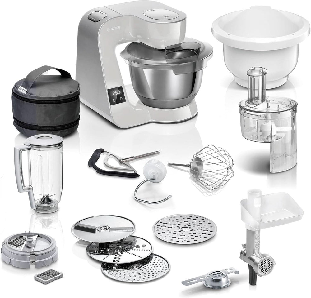 Robot culinaire Bosch Série 4 MUM5X720, balance intégrée, bol inox 3,9L, mixeur 1,25L, 1000W Accessoires Alimentation et Allaitement Baby Naty Shop Single Silver Grey 6 accessoires