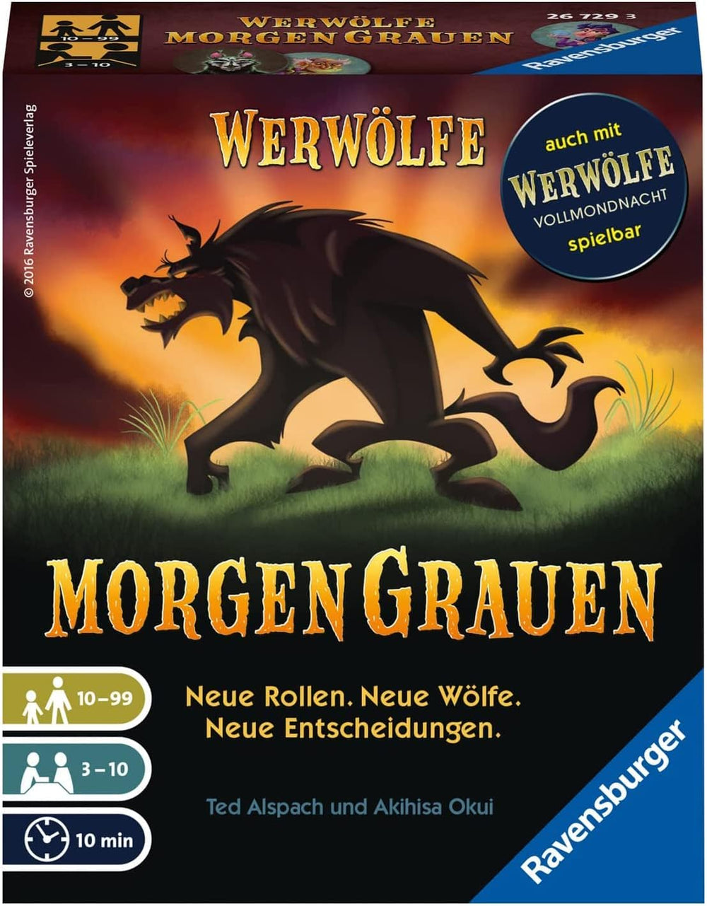 Ravensburger 26703 Jeu de société Loups-garous Pleine Lune Nuit 9 ans et plus Série de jeux d'action pour 3 à 10 joueurs