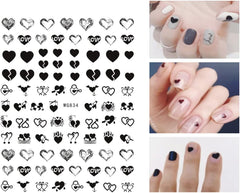 8 Blatt Nagelsticker Valentinstag Nagelaufkleber Selbstklebend Liebhaber Des Schwarzen Herzens Nail Art Sticker Dekoration Nageldesign Zubehör