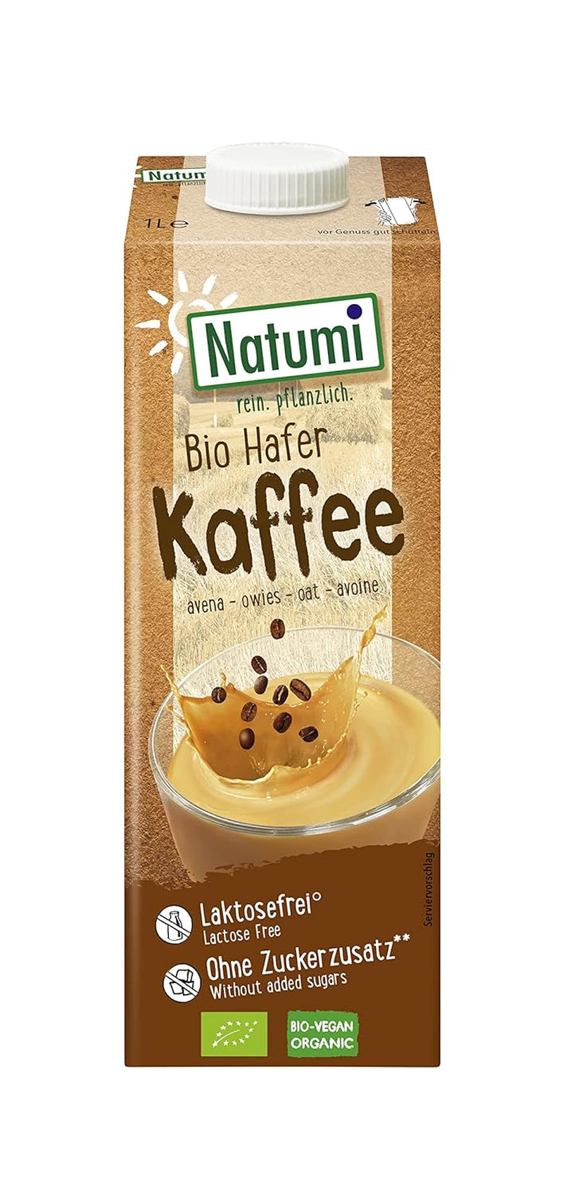 Natumi Bio Hafer Barista, 8 x 1L - Sans lactose, Aufschäumbar, Barista-Style, Bio, Hergestellt mit deutschem Hafer, Vegan, Milchfreie milchfreie Alternative