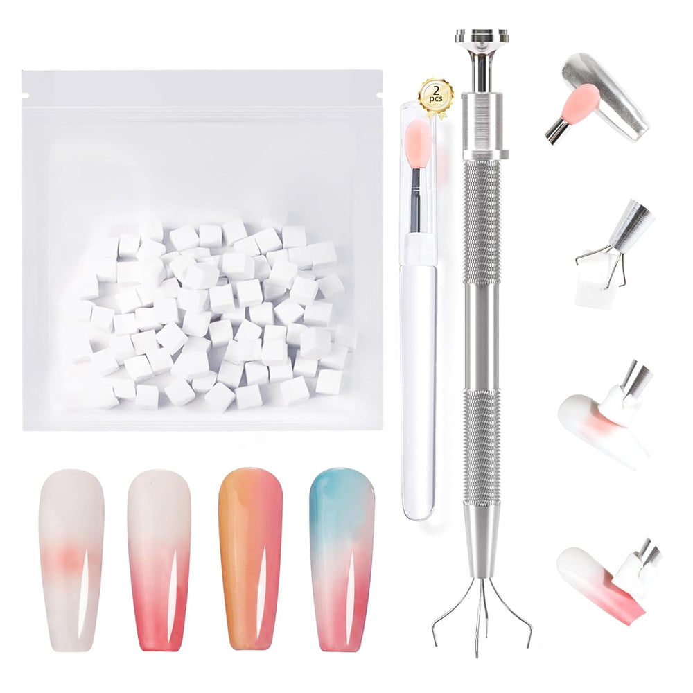 Aokitec 14 pièces outil en silicone pinces à ongles pour Gel Naillack UV, pinces à gel faciles à utiliser pour UV Naillack Chrome poudre à ongles, outil de Nail Art pour effet miroir Ombre Blush, pinces à ongles