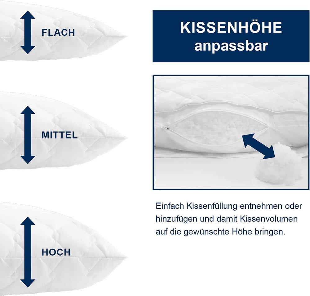 Oreiller Irisette Noblesse - Fabriqué en Allemagne - Oreiller déhoussable en pur coton, 80 X 80 cm, certifié Oeko-Tex Oreillers standards Naty Shop