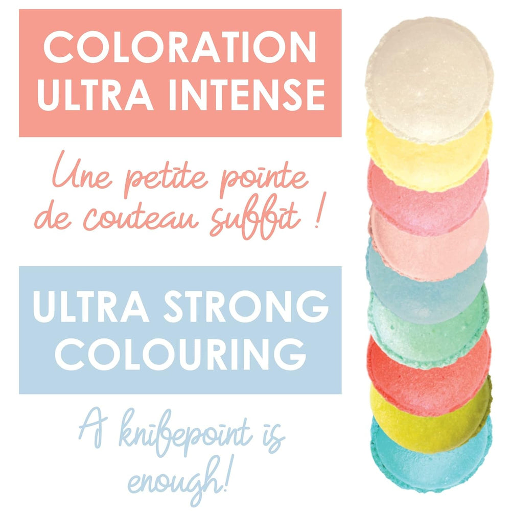 Scrapcooking - Lot de 9 colorants alimentaires pastel - Bleu, Jaune, Corail, Rose, Turquoise, Vert Anis, Blanc, Vert Aqua, Rose Poudré - Poudre colorante comestible pour gâteaux, muffins, macarons - 4272