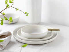 CreaTable, 33065, Service de table 12 pièces série Uno jaune-blanc, service d'assiettes en porcelaine, passe au lave-vaisselle et au micro-ondes, fabriqué au Portugal