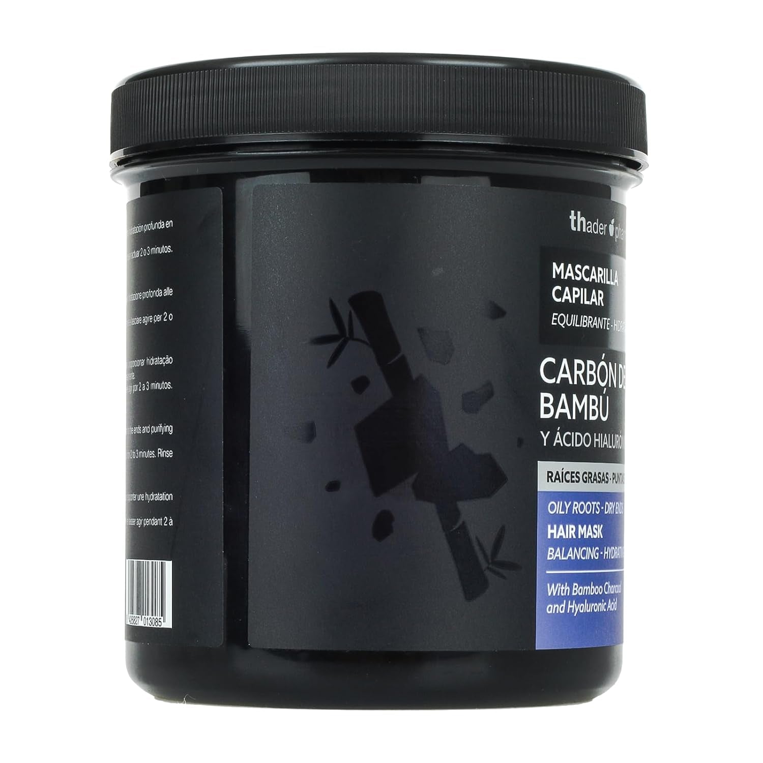 Thader Pharma Masque Capillaire Équilibrant au Charbon de Bambou et Acide Hyaluronique - Idéal pour racines grasses et pointes sèches, 700 ml Naty Shop Hair Mask