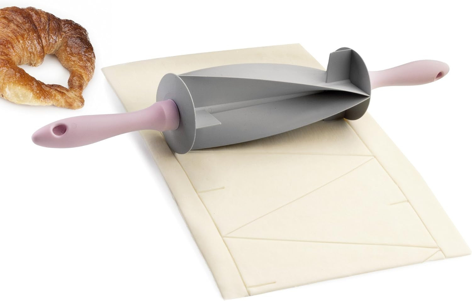 RODILLO CORTADOR DE Croissant, plastique, gris/rose, 18 x 18 x 10 cm