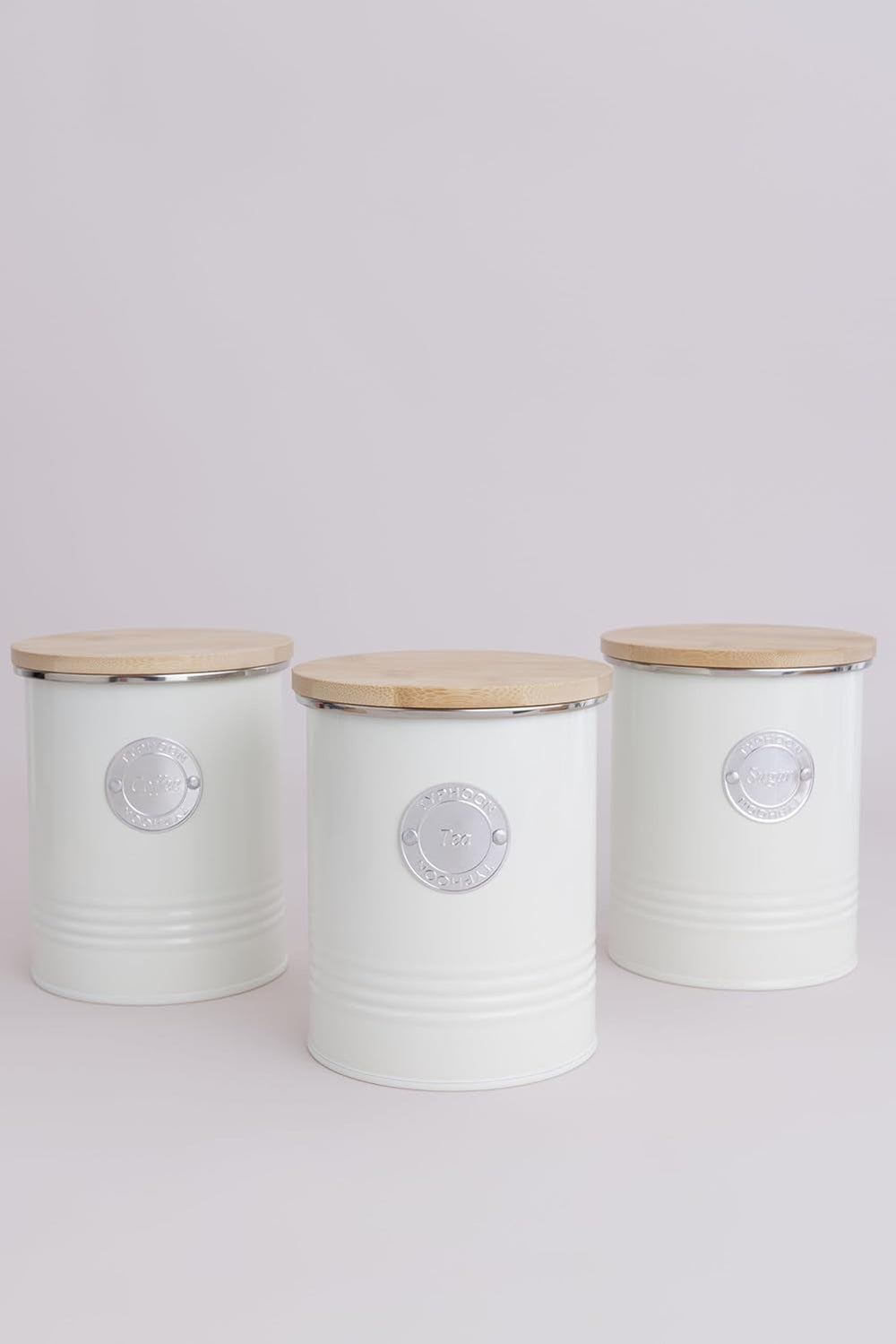 Collection LIVING, sucrier avec couvercle | pastel crème | boîte de rangement 1 L cuisine pour sucre | sucrier en acier avec couvercle | Bocaux de conservation hermétiques en bambou avec couvercles Naty Shop Boîtes de conservation des aliments