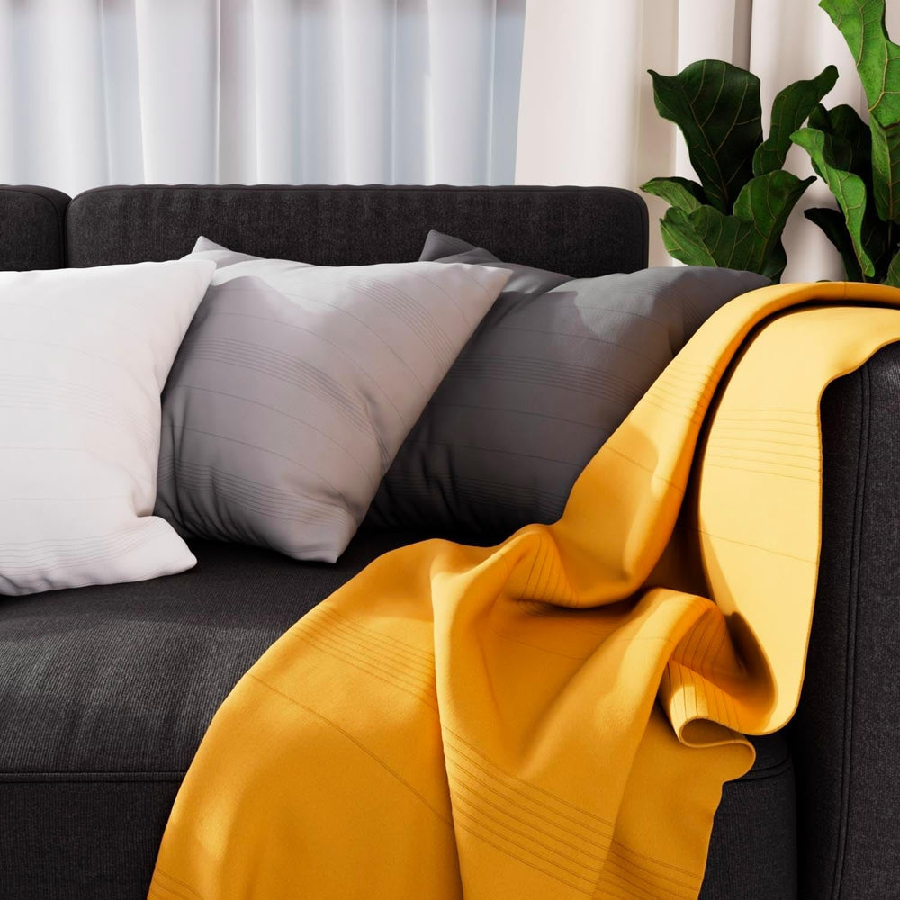 Soleil D'Ocre Adele Plaid, jeté du fauteuil, Polycoton, Gris, 140 X 200 Cm Lits et Couvertures Besuche den Soleil d'ocre-Store Jaune 140 X 200 Cm